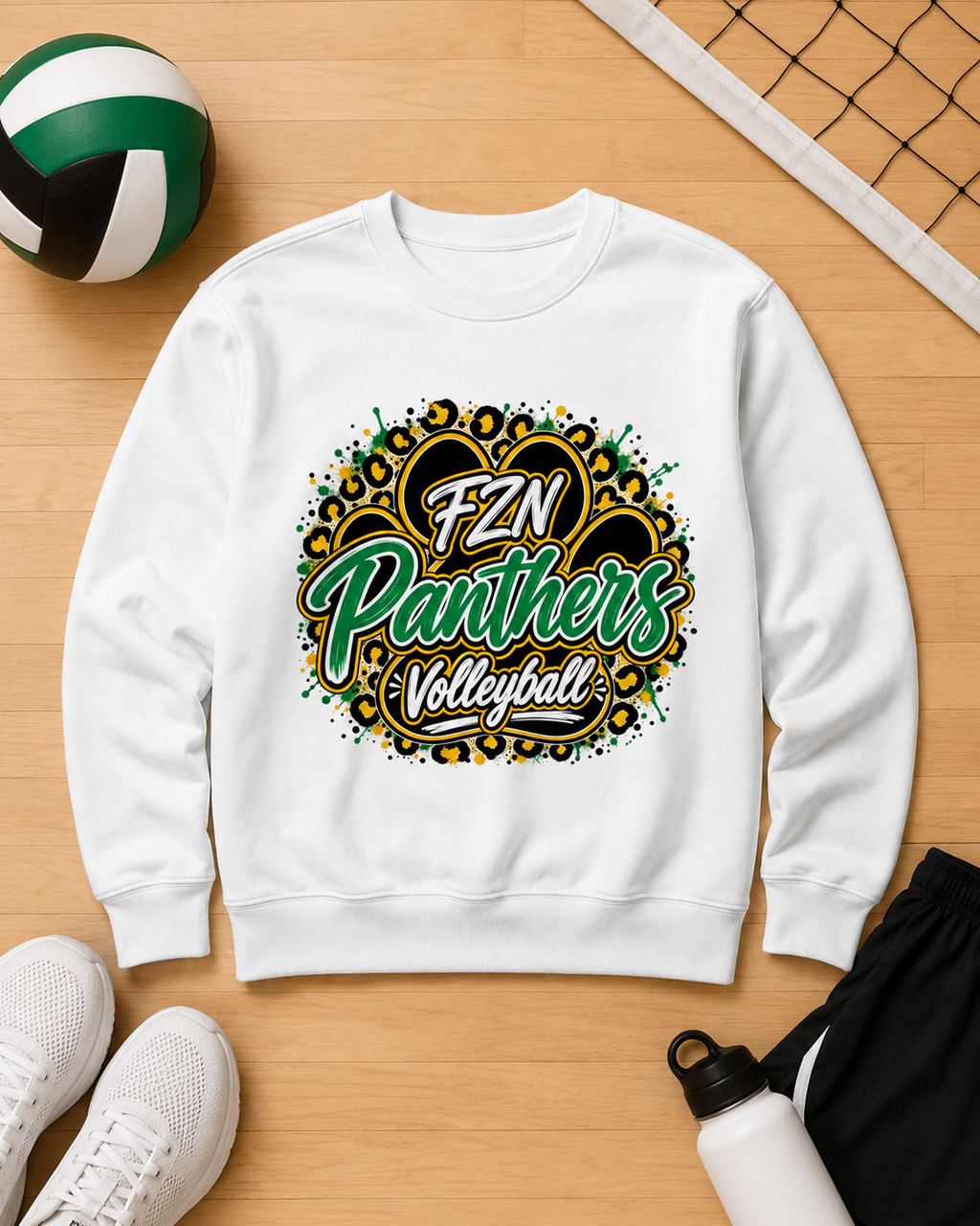 Splatter Green & Gold Volleyball Crewneck