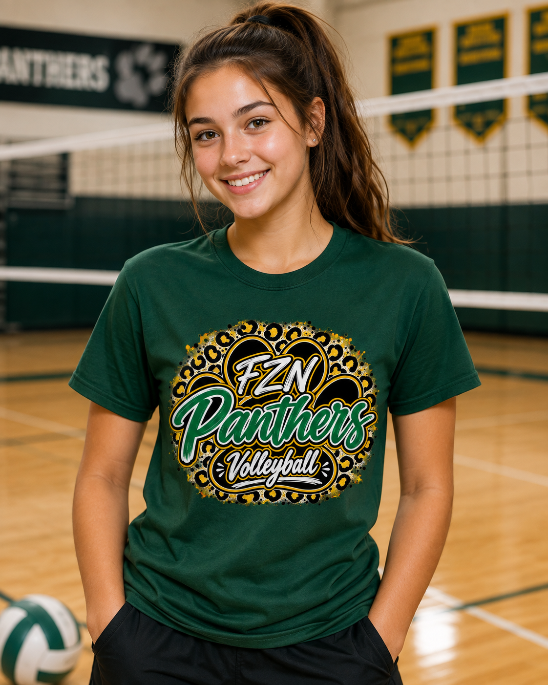 Splatter Green & Gold Volleyball T-Shirt