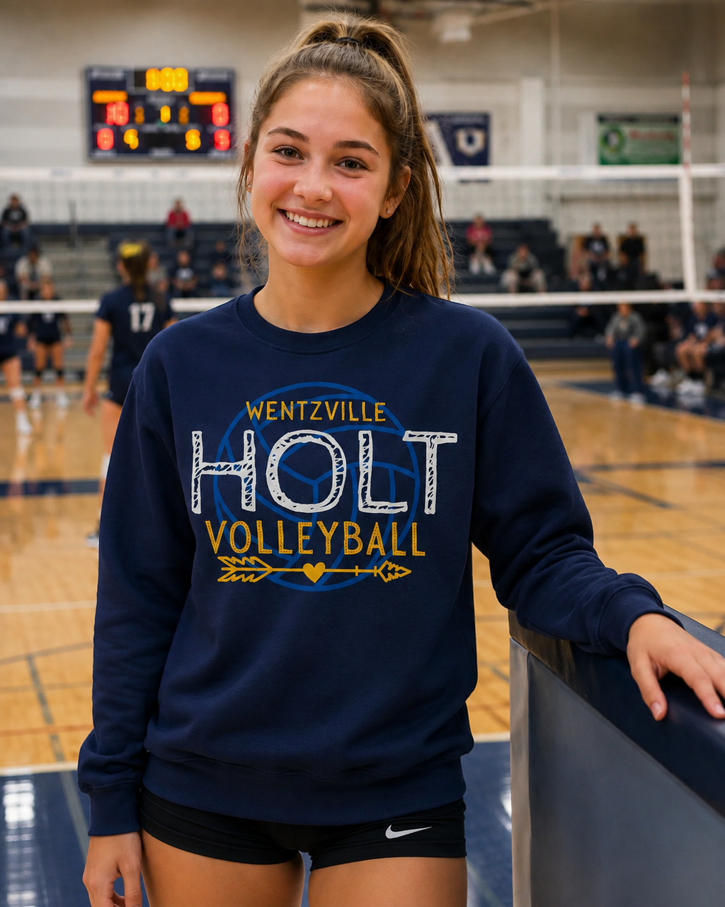 Holt Volleyball Heart Arrow Crewneck