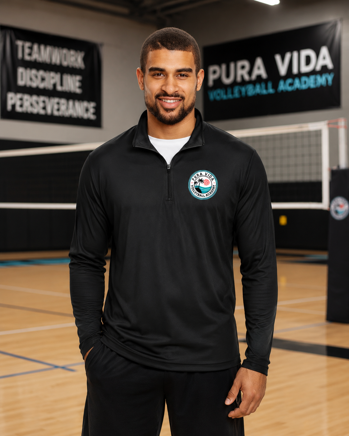 Performance Quarter Zip with Pura Vida Logo