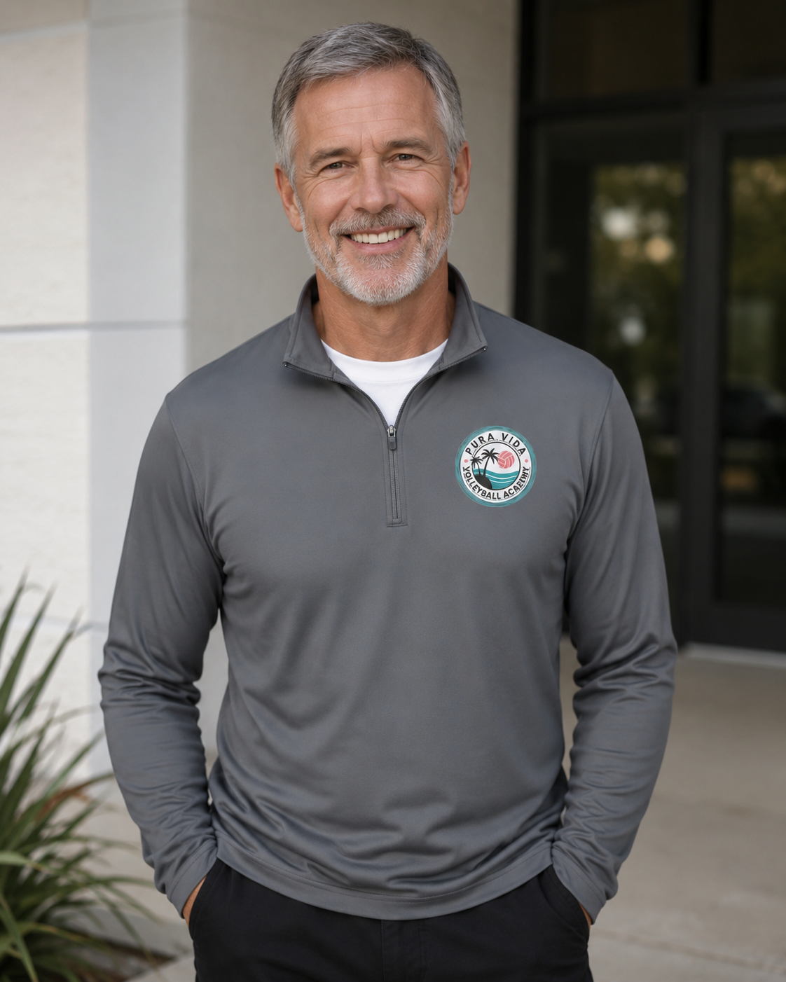 Performance Quarter Zip with Pura Vida Logo
