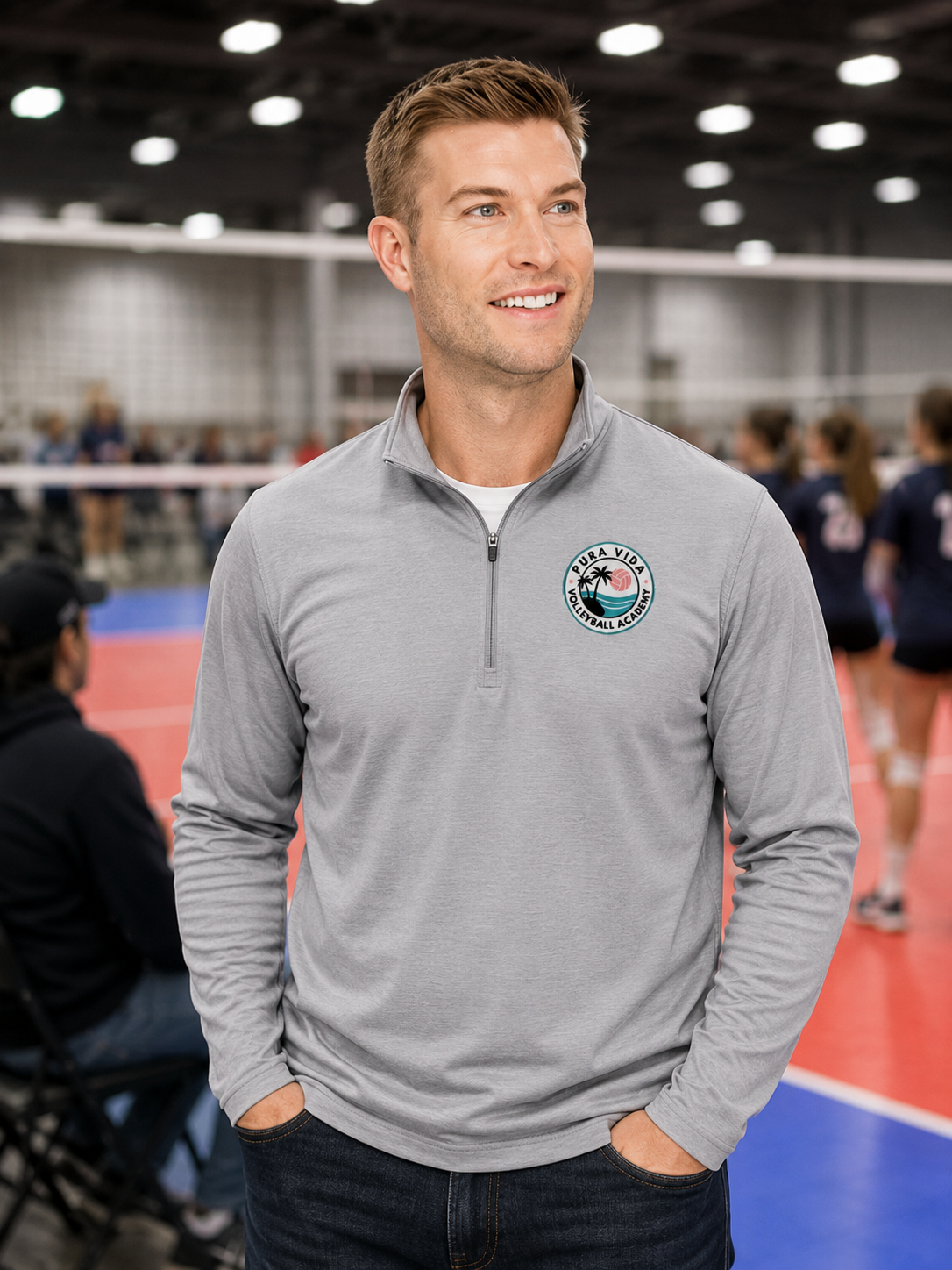 Performance Quarter Zip with Pura Vida Logo